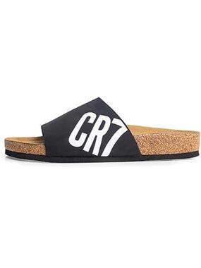 CR7 Cristiano Ronaldo Santorini-8 Men's Slides Black & White Colorway Footbed